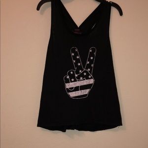 Peace Sign Tank Top With Open Back